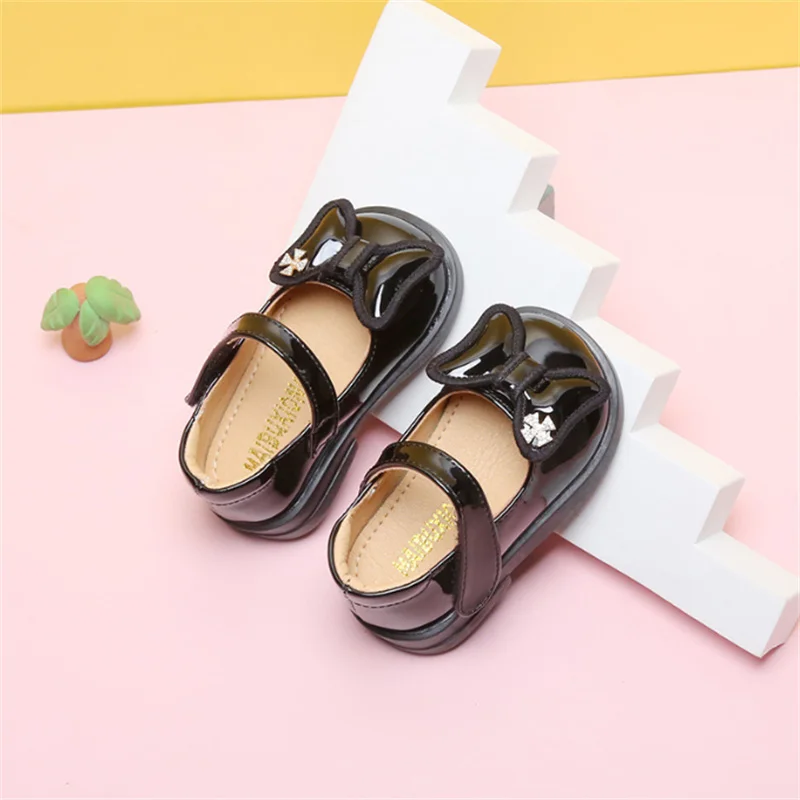 DIMI Spring New Microfiber Leather Bow Infant Princess Shoes Soft Comfortable Round Head Flat Baby Girls Shoes T2206