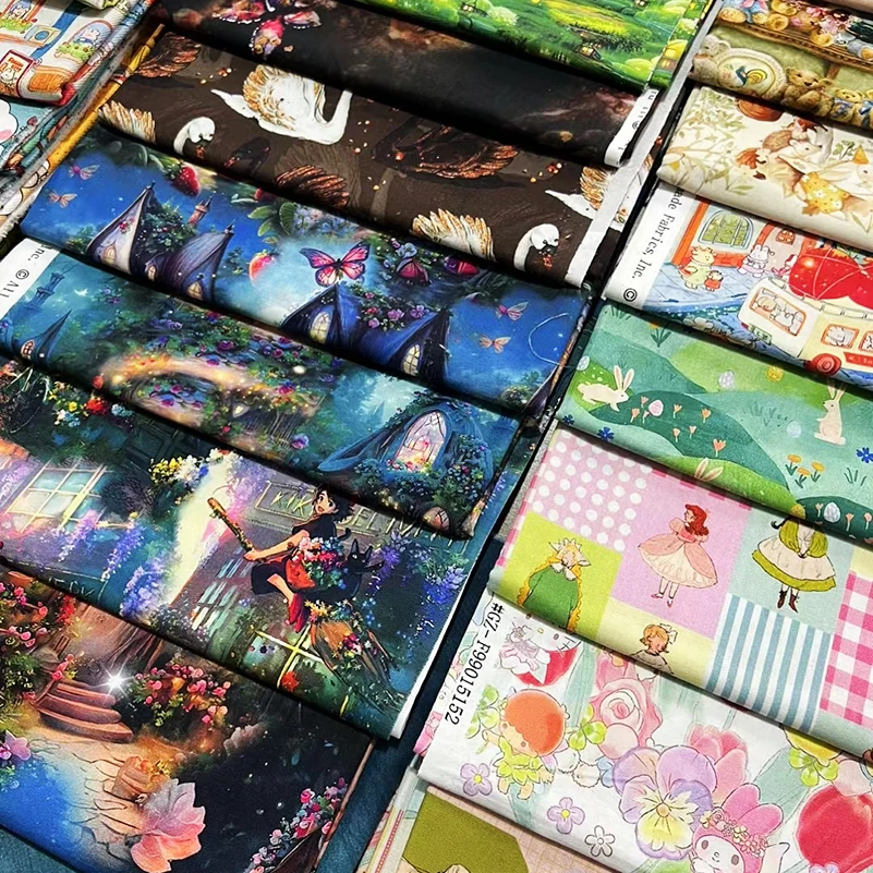 Cotton Fabric Digital Printing HD Fairy Tale Dream House Elf for DIY Handmade Sewing Clothes Bags Dresses by Half Meter - 2