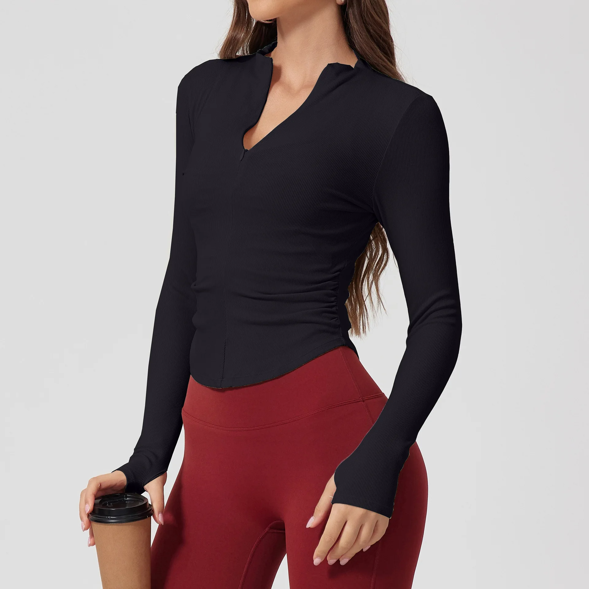 Alpha Pullover Crop Yoga Athletic Slim Fit Shirts Quarter Zip Jackets Gym Clothes Athletic Yoga Running Fitted Tops sports jacket,yoga top,yoga shirt,sports shirt,yoga jacket