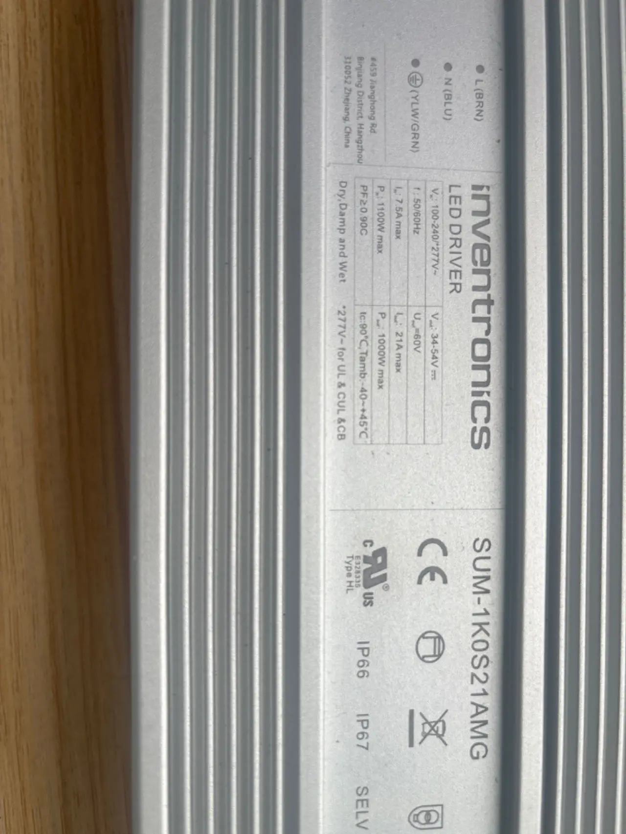 Inventronics 720W/1000W driver SUM-1KOS21AMG for Figolite 720W/1000W LED grow light