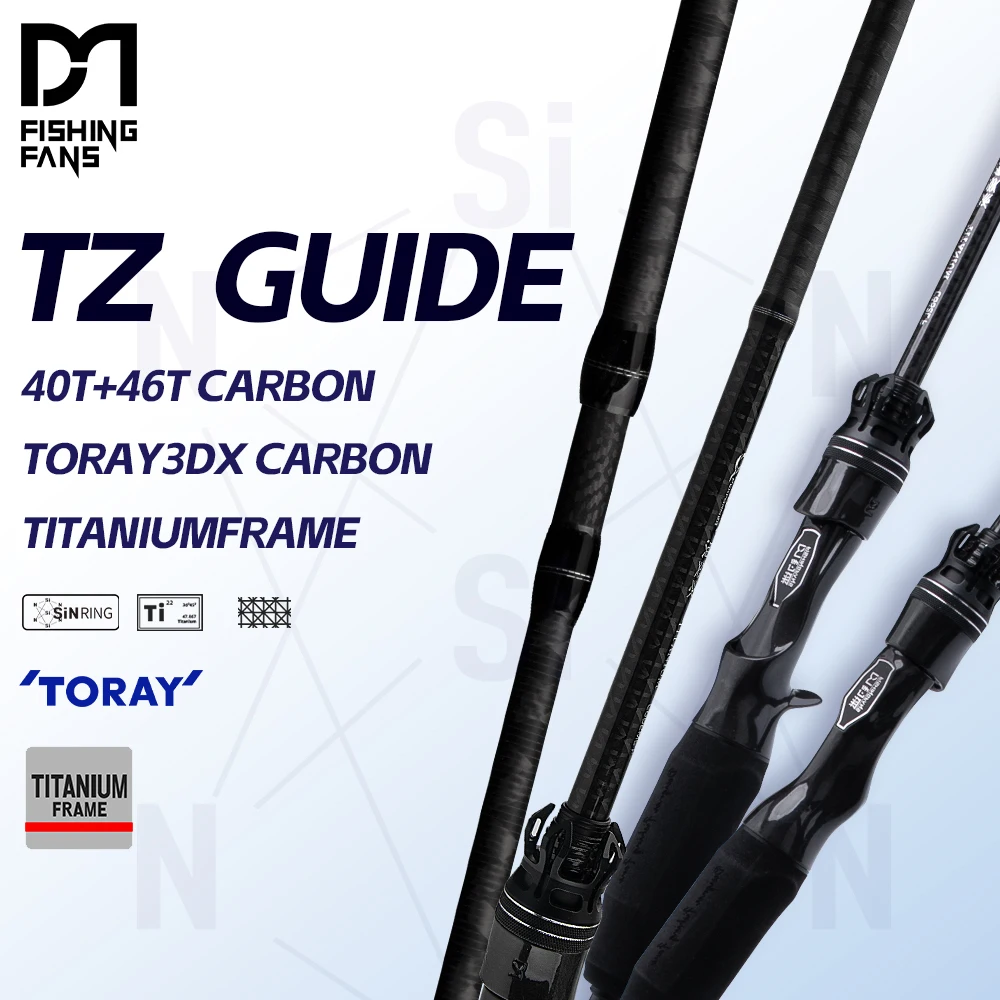 Canne FISHINGFANS 46T carbone titane avec guides TZ 60° et blank Toray 4 axes - L ML légère