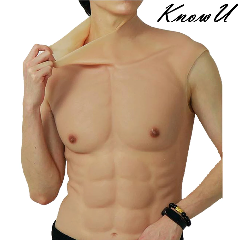Knowu Cosplay Tuta Muscolare Maschile Con Spalle Realistico Belly Muscle Actor Silicone Pezzo Superiore Pectoralis Crossdress Halloween