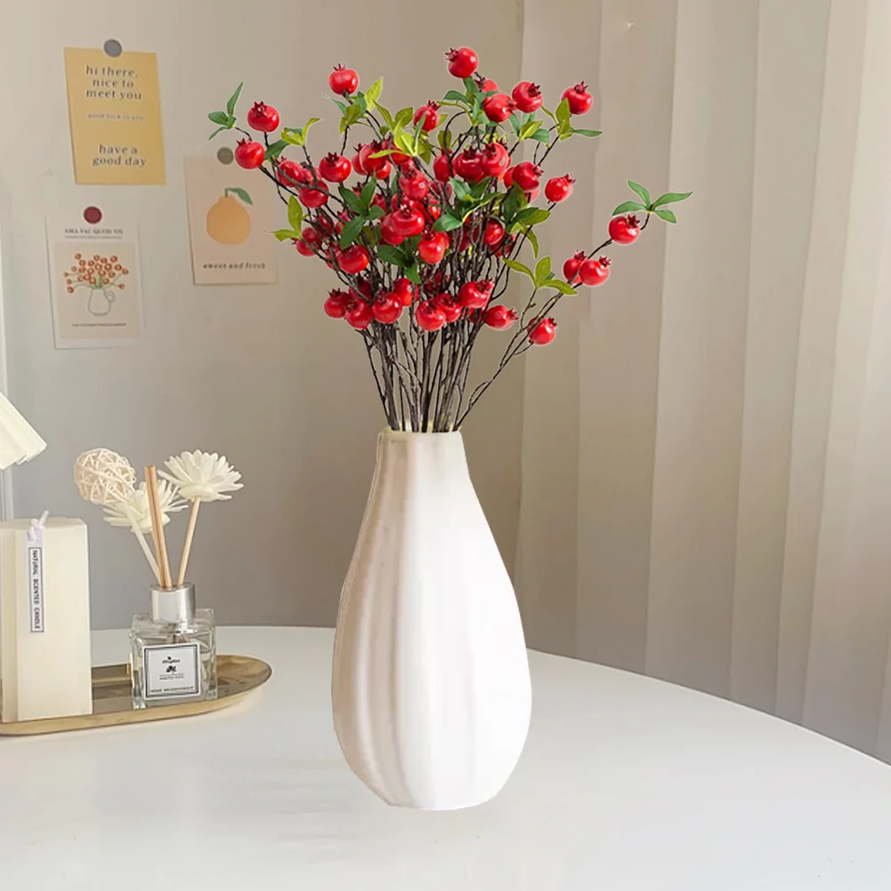 9 Heads Pomegranate Branch With Leaves Red Artificial Fruits Flowers For Wedding Party Tabel Decoration Home Birthday Decor artificial flowers artificial fruits and vegetables