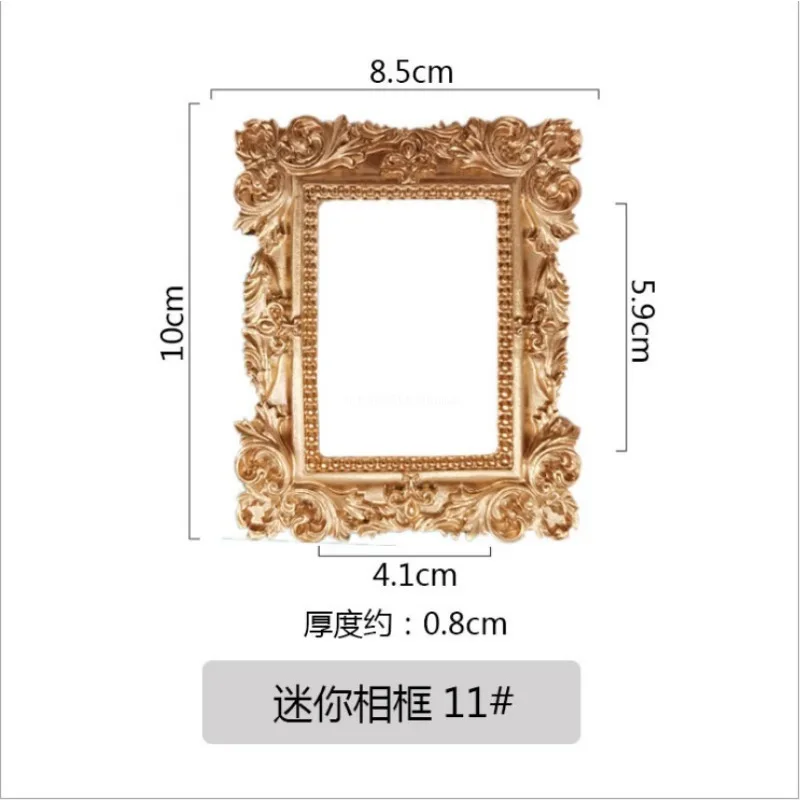 Golden Retro Photo Frame Ornaments Vintage Small Jewelry Positioning Frame Jewelry Display Props Home Decoration Living Room Photo Frame Wood Canvas Frame Wood Photo Frame Wood Frame Wood Picture Frame Art Frames