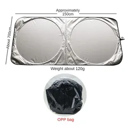 Enhanced Windshield Sun Shade - UV Protection Visor Protector and Auto Interior Cooling Solution (150x70cm)