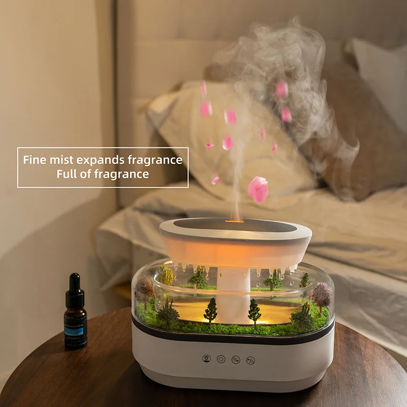 Raindrop Aroma Diffuser with White Noise Music & 7-Color Atmosphere Light, Ultrasonic Air Humidifier for Relaxation, Sleep & Hom 3