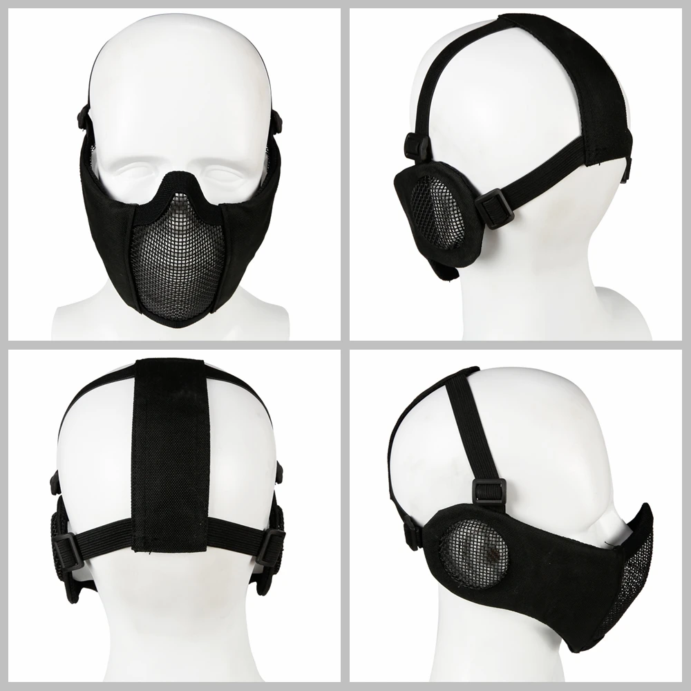 Tactical Foldable Half Face Airsoft Mask with Ear Protection Lower Face Protective Mask Paintball Shooting - AliExpress