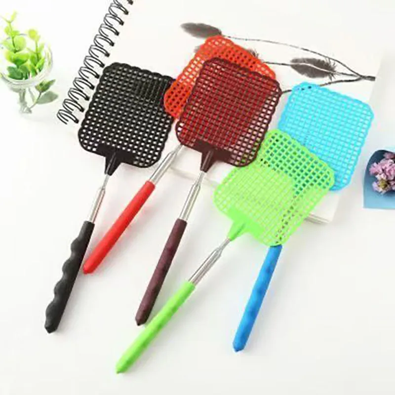 Fly swatter Retractable Plastic Lengthened Iron Reinforced Manual Fly Swatter