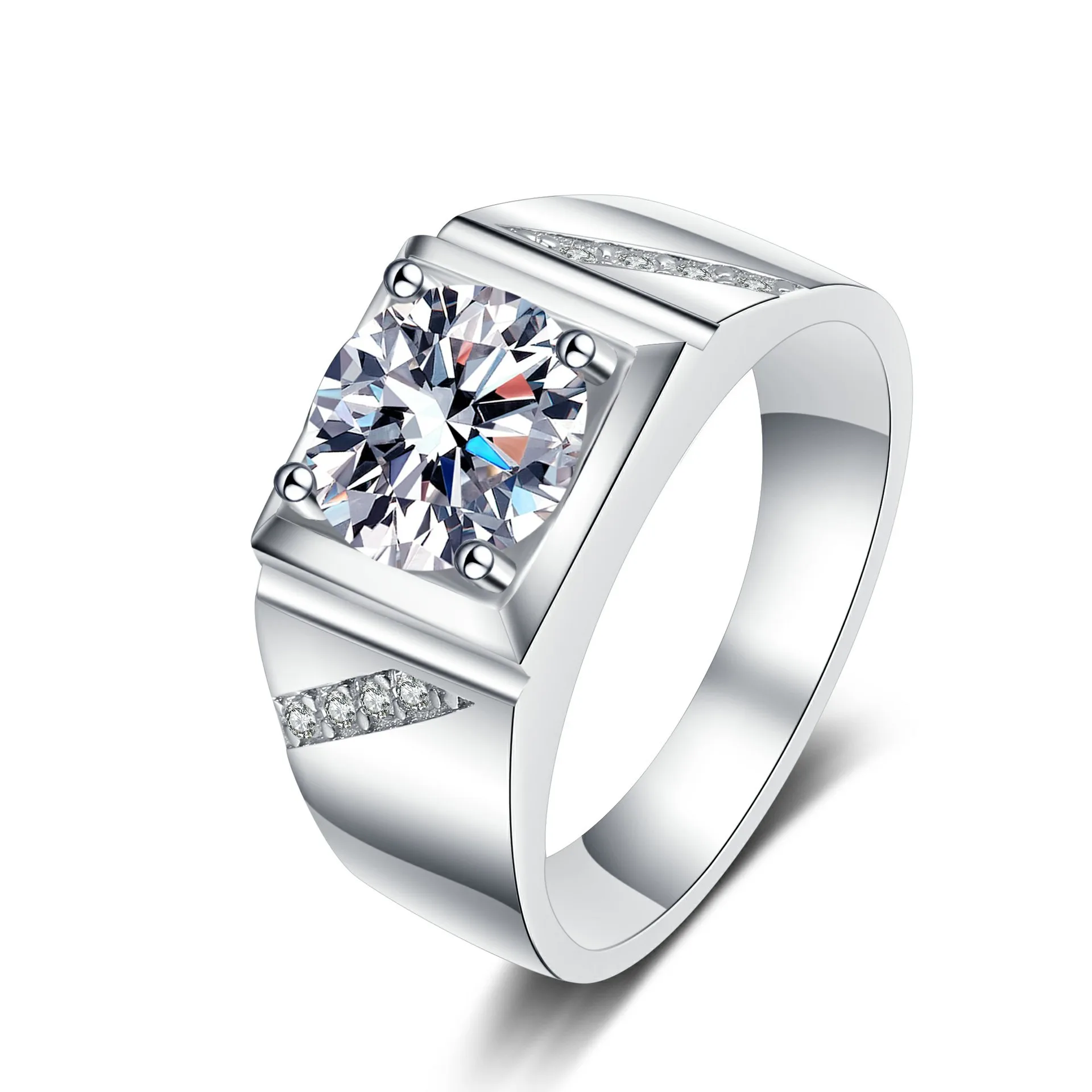 18K Real Platinum PT950 men's ring simple and domineering ring 1 carat diamond ring proposal accessories 5