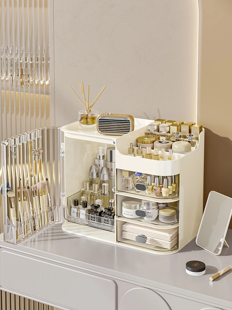 Description Picture 4 of itemAdvanced Cosmetics Storage Box, Dressing Table, Skincare Shelf, Organizing Box, Desktop Dustproof Makeup Box, PP+PET Material