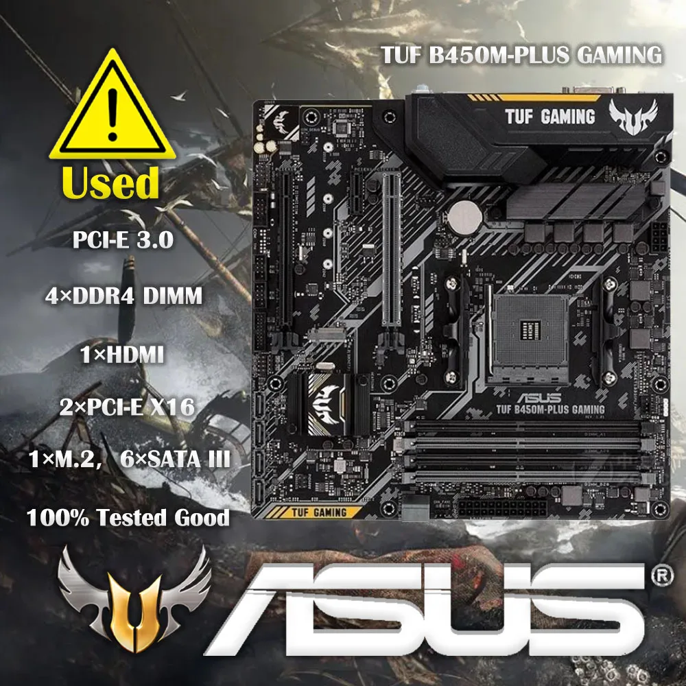 Scheda Madre Asus Tuf B450M-Plus Gaming Am4 Amd B450 Sata 6 Gb/S Micro Atx Amd Usata