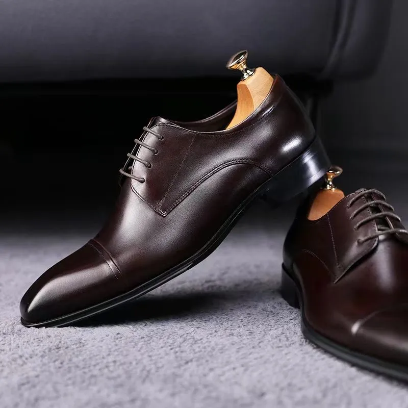 Men's classic Oxford Leather shoes Square toe leather shoes men's business dress D439