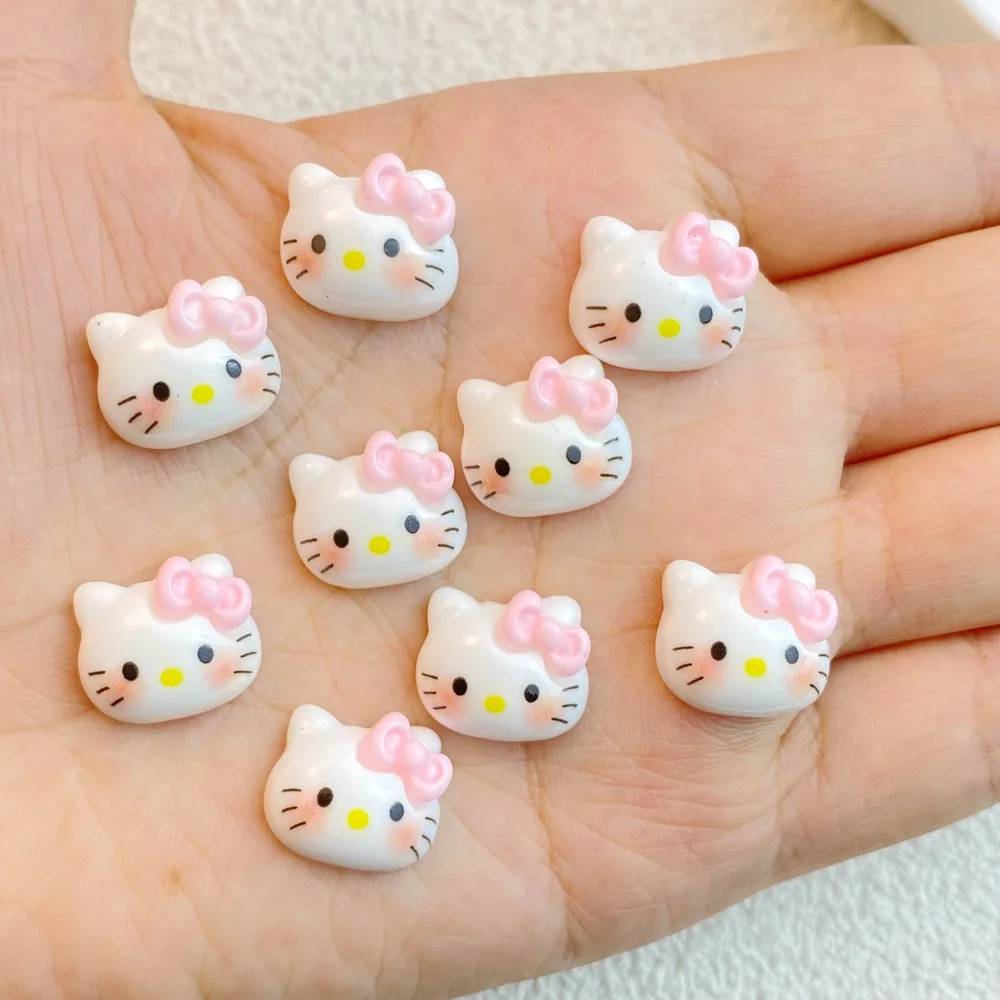 New Cute Resin 13*14mm Mini Cartoon Cat Head Series Flat Back Manicure Parts Embellishments 20Pcs For Hair Bows Accessories resin nail art crafts,cartoon animals nail art accessories,cartoon animal nail art crafts
