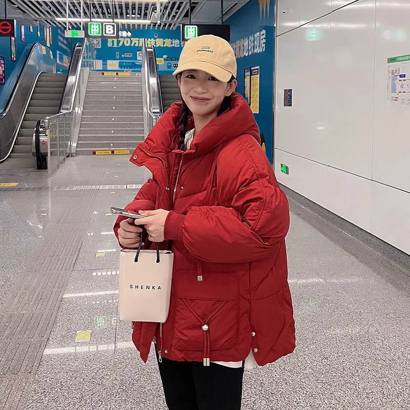 2023 Winter Clothes Women New Fashion Bread Coat Short Cotton Clothes Kpop Loose Thickened Coat