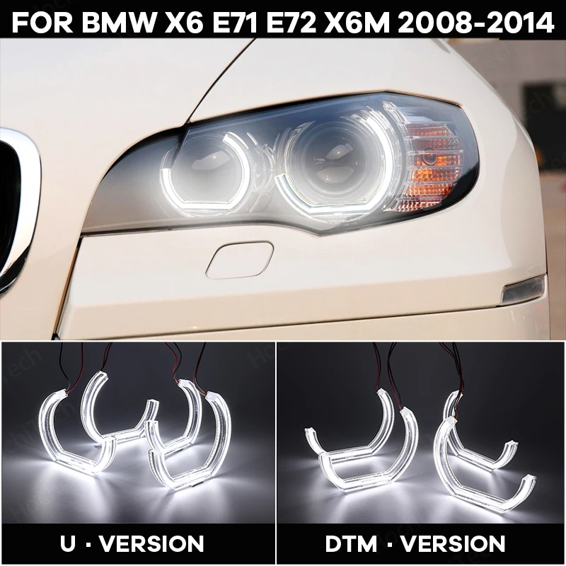 

LED Angel Eye kit DTM U Shape Light White DTM Style DRL Crystal Angel eyes For BMW X6 E71 E72 X6M 2008-2014