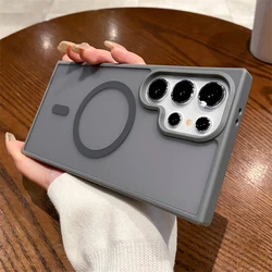 Magsafe Magnetic Wireless Charging Matte Shockproof Phone Case - Clear Hard Back Cover for Samsung S23Ultra (Gray)