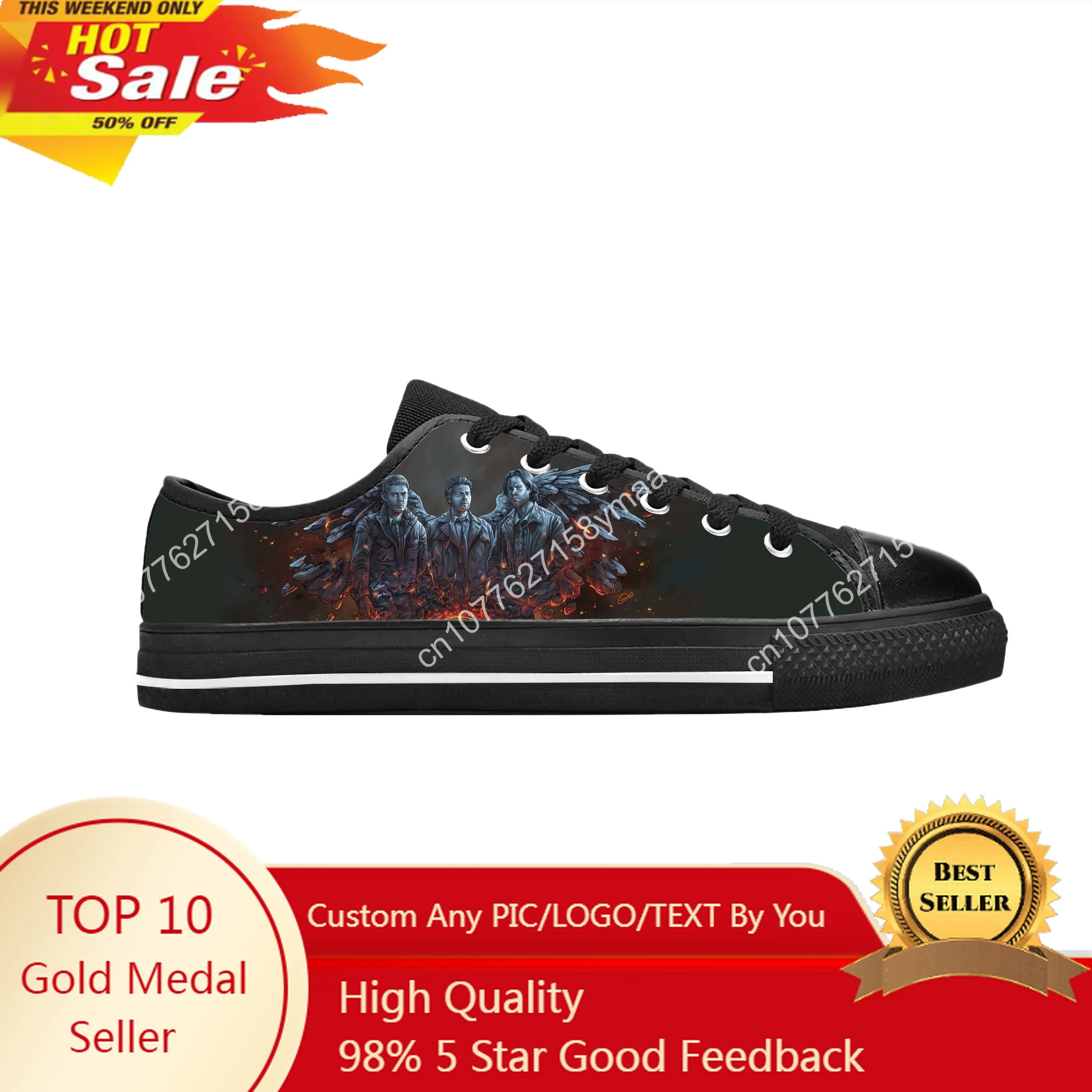 

Supernatural Winchester Bros Horror Anime Cartoon Casual Cloth Shoes Low Top Comfortable Breathable 3D Print Men Women Sneakers