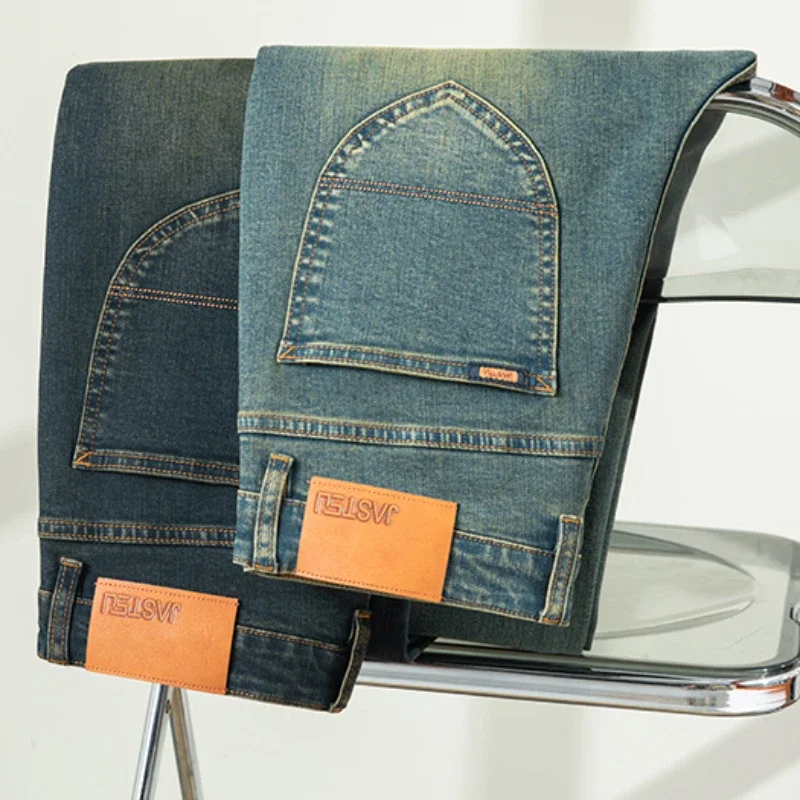 Sulee Premium Jeans Men's Autumn 2023 New Elastic High End Business Casual Old Vintage Straight Leg Jeans 4