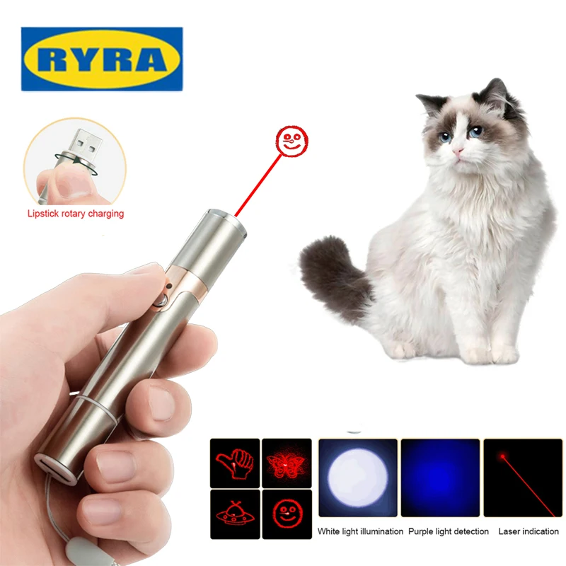 

Лазерная ручка-тизер для кошек, забавная мульти-модель кошек с USB-зарядкой, игрушка фиолетового цвета, товары для домашних животных