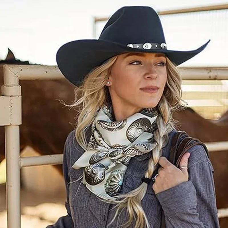 Studded Pinched Cowboy Hat Wide Brim Fedora with Belt Buckle Womens Western Cowboy Hats Studded Pinched Western Cowgirl  main image 3