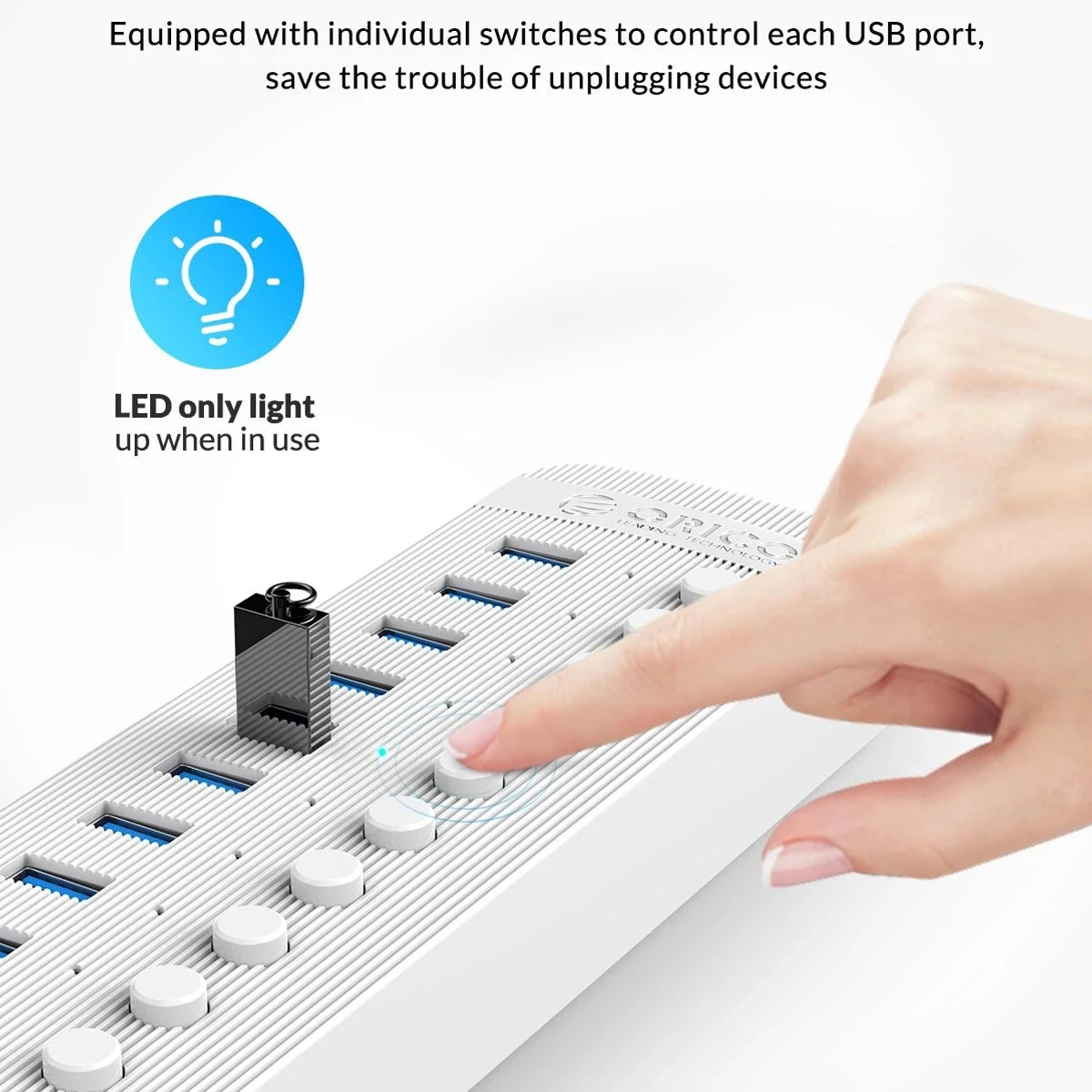 orico usb hub hub de alta velocidade portas abs usb otg divisor de interruptor usb adaptador de alimentação suporte pc