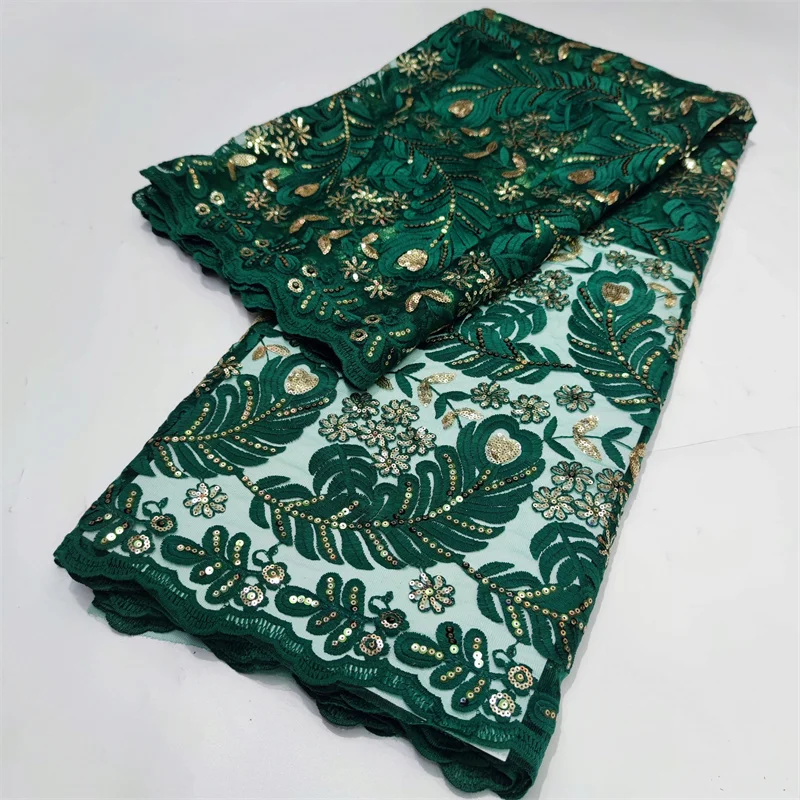 Nigerian Hot Sale Lace Orange Mesh Fabric 2022 African Fashion Sequins Tulle Lace French For Women Wedding Party Dress Sew