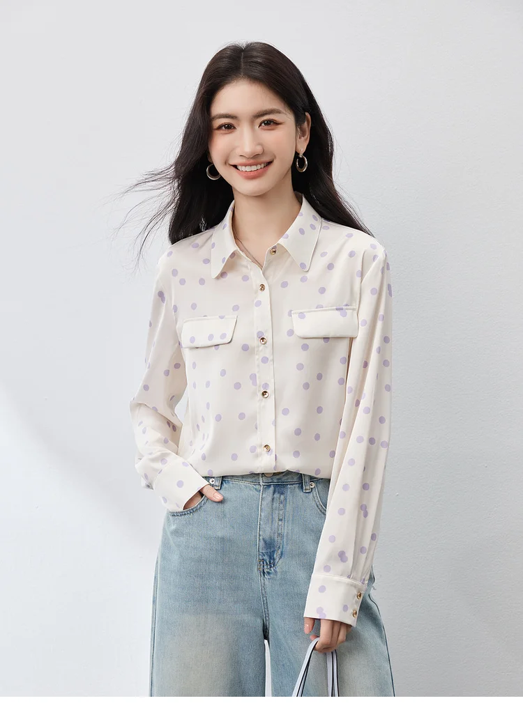 SENTUBILA purple polka dot shirt image 19