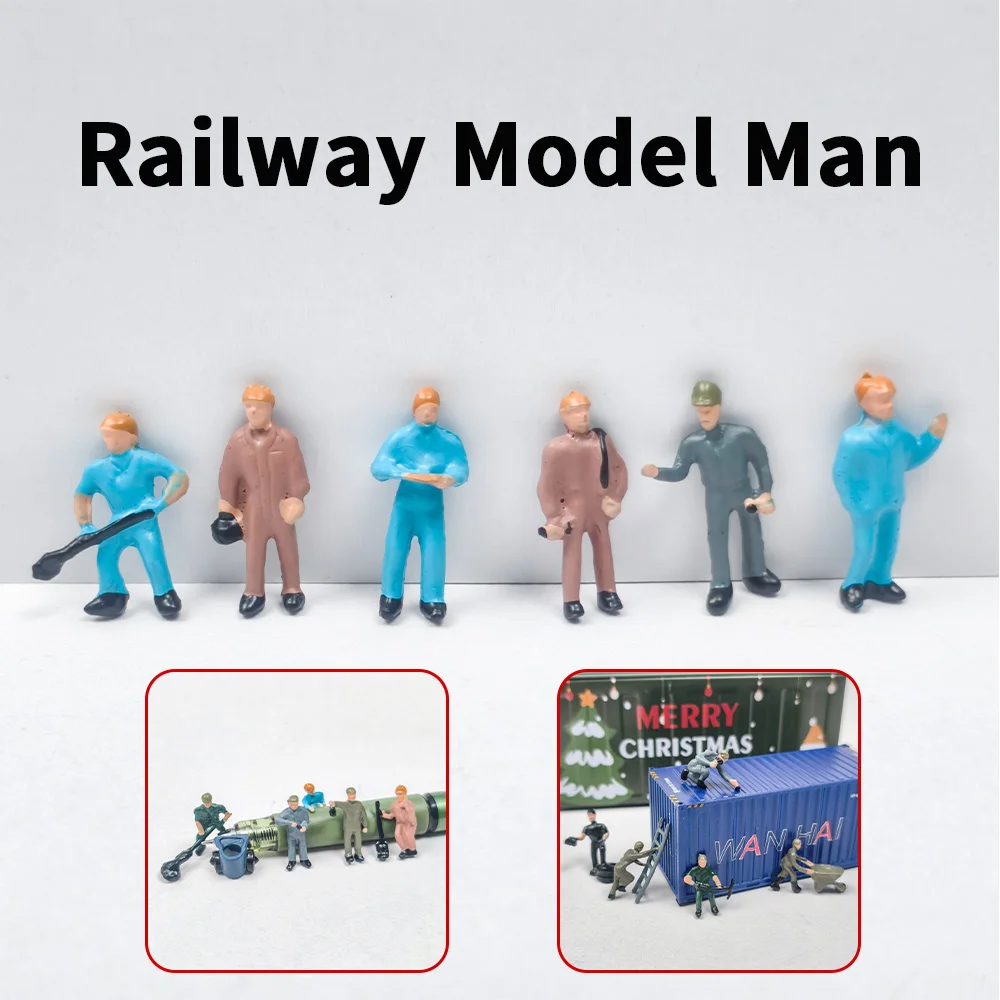 10개/세트 HO 1/87 스케일 미니어처 철도 작업자 모델 피규어 DIY 모델 제작용 장면 액세서리 랜덤 스타일