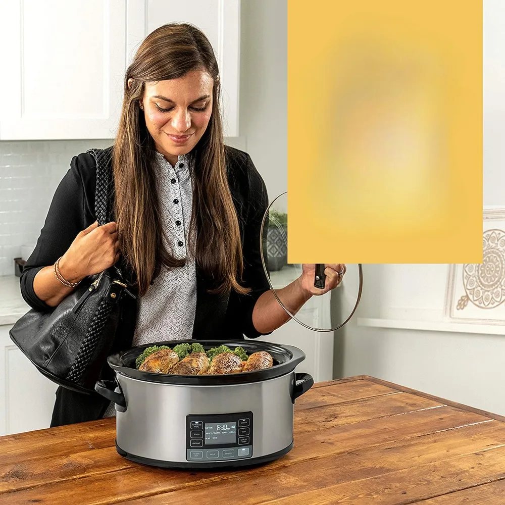 Free shipping, using MyTime ™ Technical ™ 6 quart slow stew pot, programmable slow stew pot, stainless steel, household utensils 3