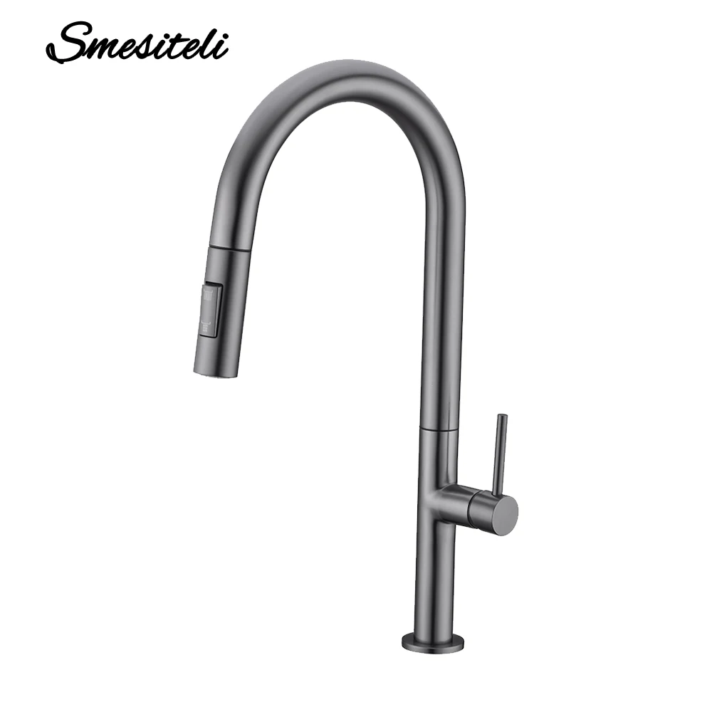White Matt Kitchen Tap Pull-Out Dish Rinser Kitchen Tap Single Lever Mixer Tap With Shower Hand Shower Kitchen Fittings - View #4