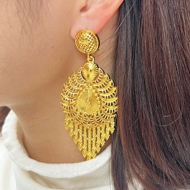 Amazon.com: Bindhani Long Big Size Dangling Jhumka Jhumki Indian Earrings  For Women: Clothing, Shoes & Jewelry