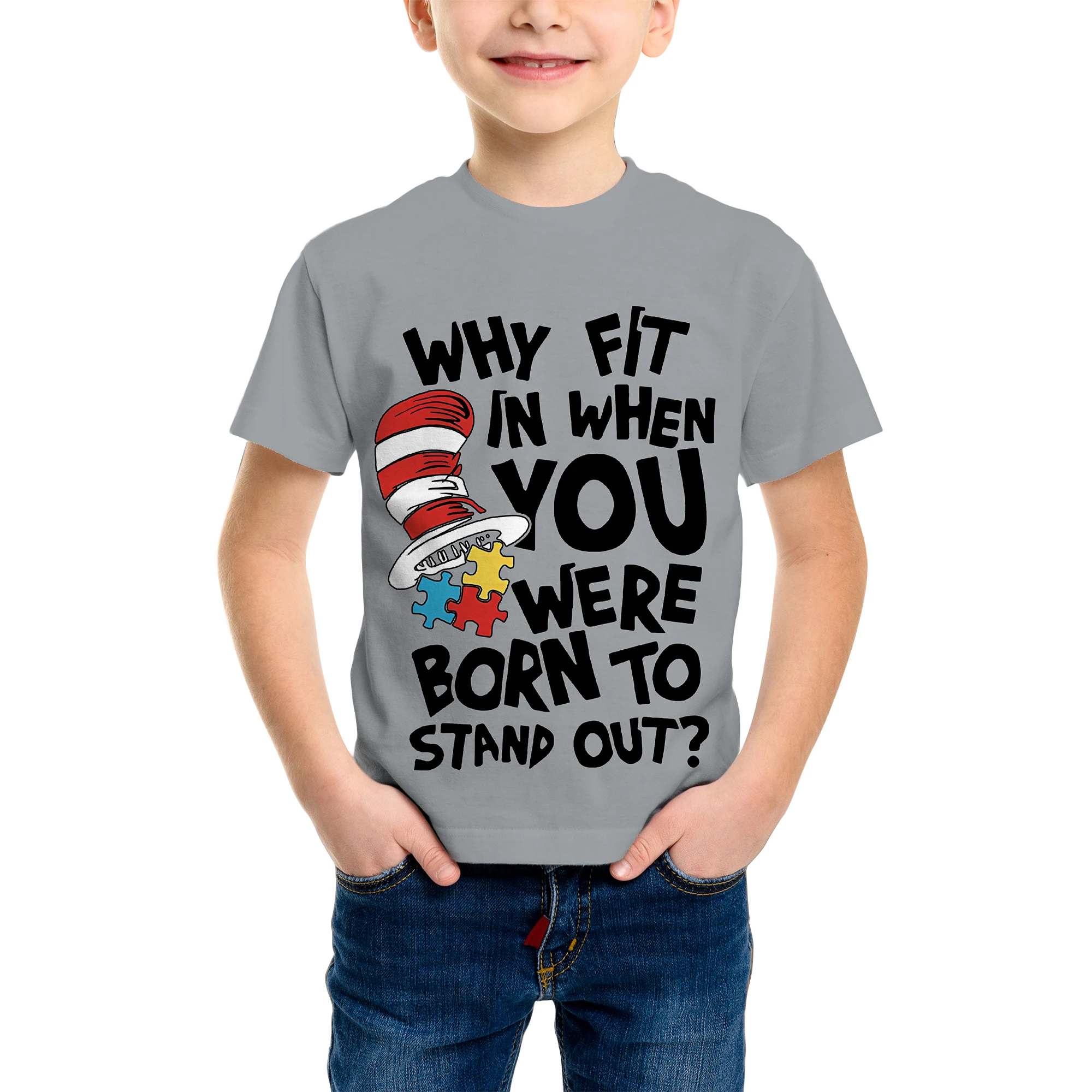 تي شيرت مطبوع ثلاثي الأبعاد للأولاد - تصميم كاجوال برقبة دائرية وأكمام قصيرة للشباب