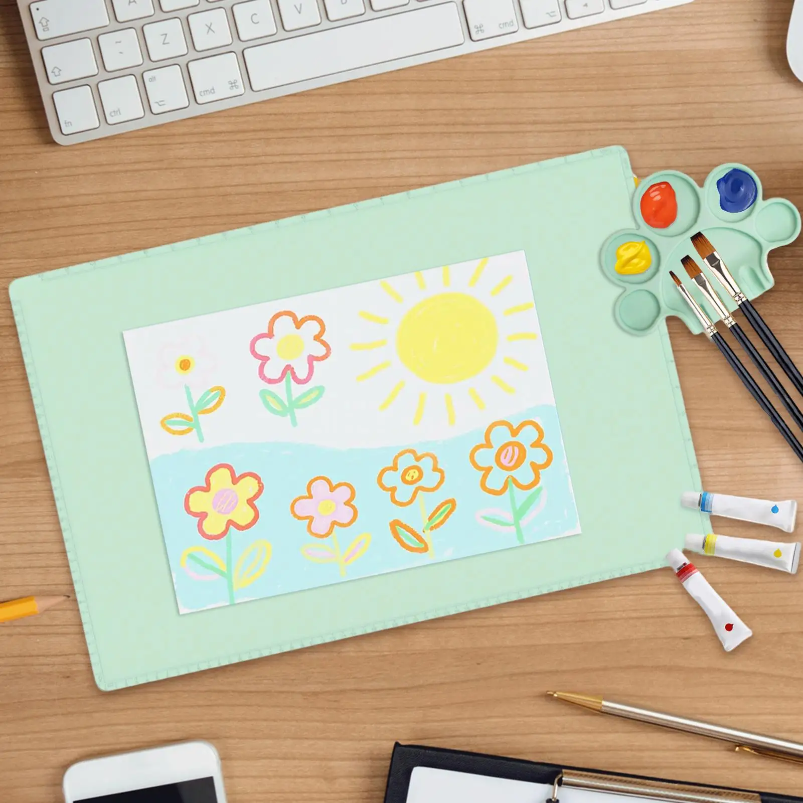 Silicone Paint Mat Foldable Drawing Pad 23.62x15.75in Silicone Crafting Mat For Artist Student Watercolor Clay Projects Casting