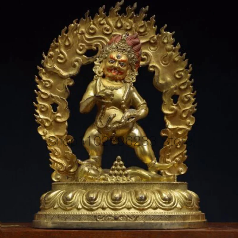 

30 Chinese Old Tibetan Bronze Gilded Mahakala Grand Duke Buddha Bronze Statue