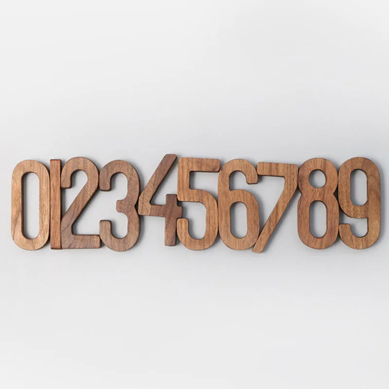 1PC Wooden House Number with Backing Self Adhesive 3D Numeral Door Plaque for Home Hotel Address Mail Box Door Label