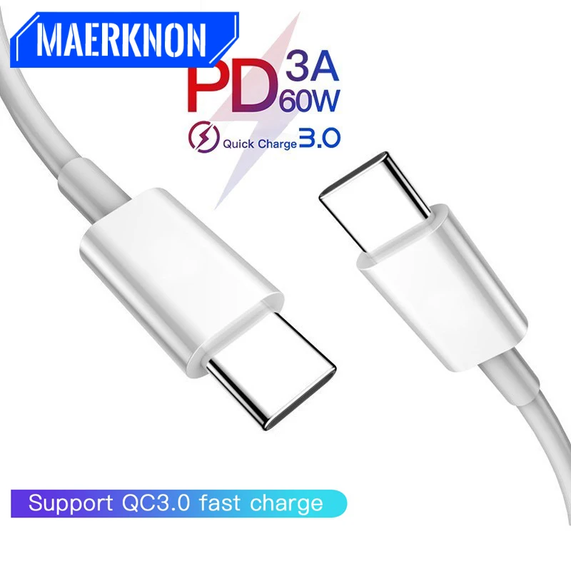 

USB 3.1 Type C to USB C Cable for Samsung S10 S9 Note 8 9 60W PD Quick Charge 4.0 5A USB-C Fast Charger Cable for MacBook Pro