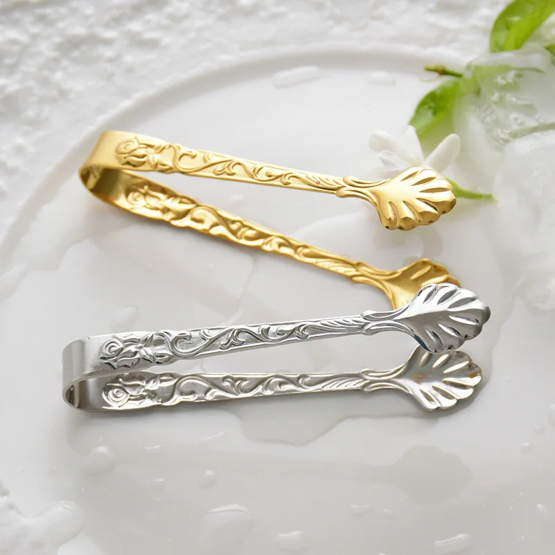 304 Stainless Steel Mini Grill Food Tongs Ice Cube Holder Sugar Dessert Tea Food Serving Clip Fruit Salad Clamp Kitchen Tools