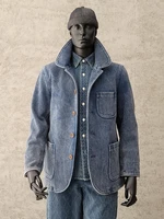 Men's Sashiko Suit Jacket Indigo Blue Vintage Workwear 2