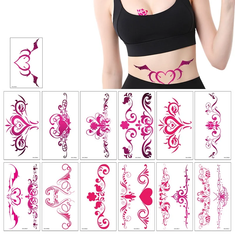 

500pcs Tattoo Stickers Sexy Female Red Heart Pattern Fake Tattoo on Waist Body Art Waterproof Durable Temporary Tattoo Sticker