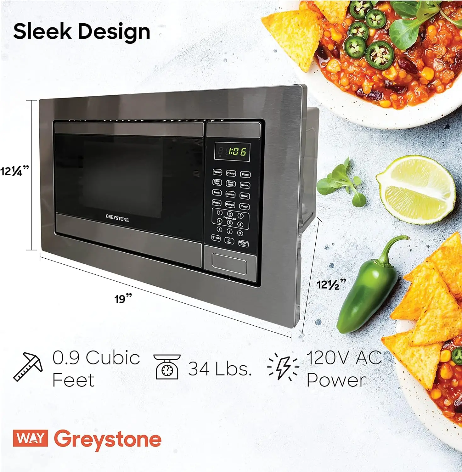 0.9 Cubic Foot, Built-In Microwave, Digital Touchpad, LED Display, Includes Trim, Stainless Steel 2