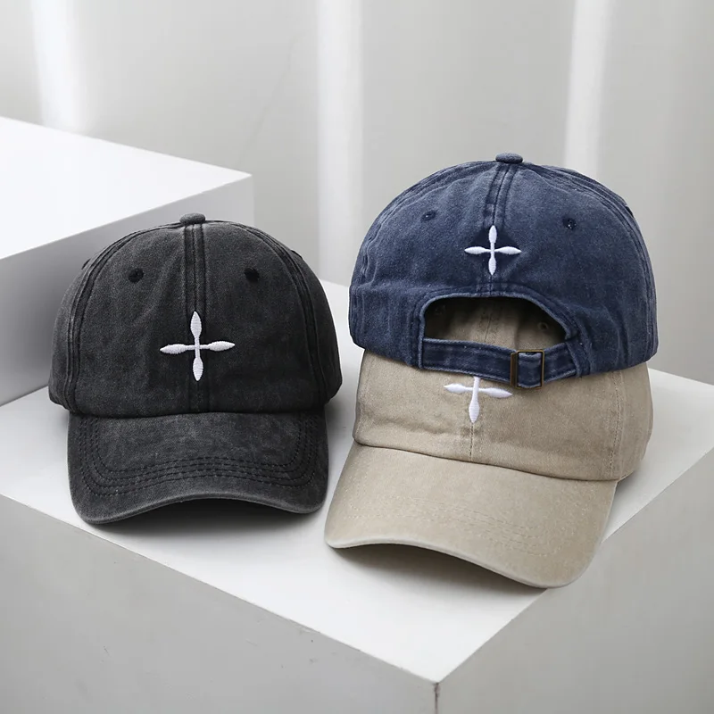 한국어 스타일 악세사리 빈티지 크로스 야구 모자 여성용 선 스크린 Duckbill Hat Soft Top 봄 여름 트렌드