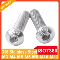 5-100pcs M3 M4 M5 M6 M8 M10 M12 Allen รอบหัว 316 A4 สแตนเลส ISO7380 Hexagon Hex ซ็อกเก็ตปุ่มสกรูหัว Bolt 1