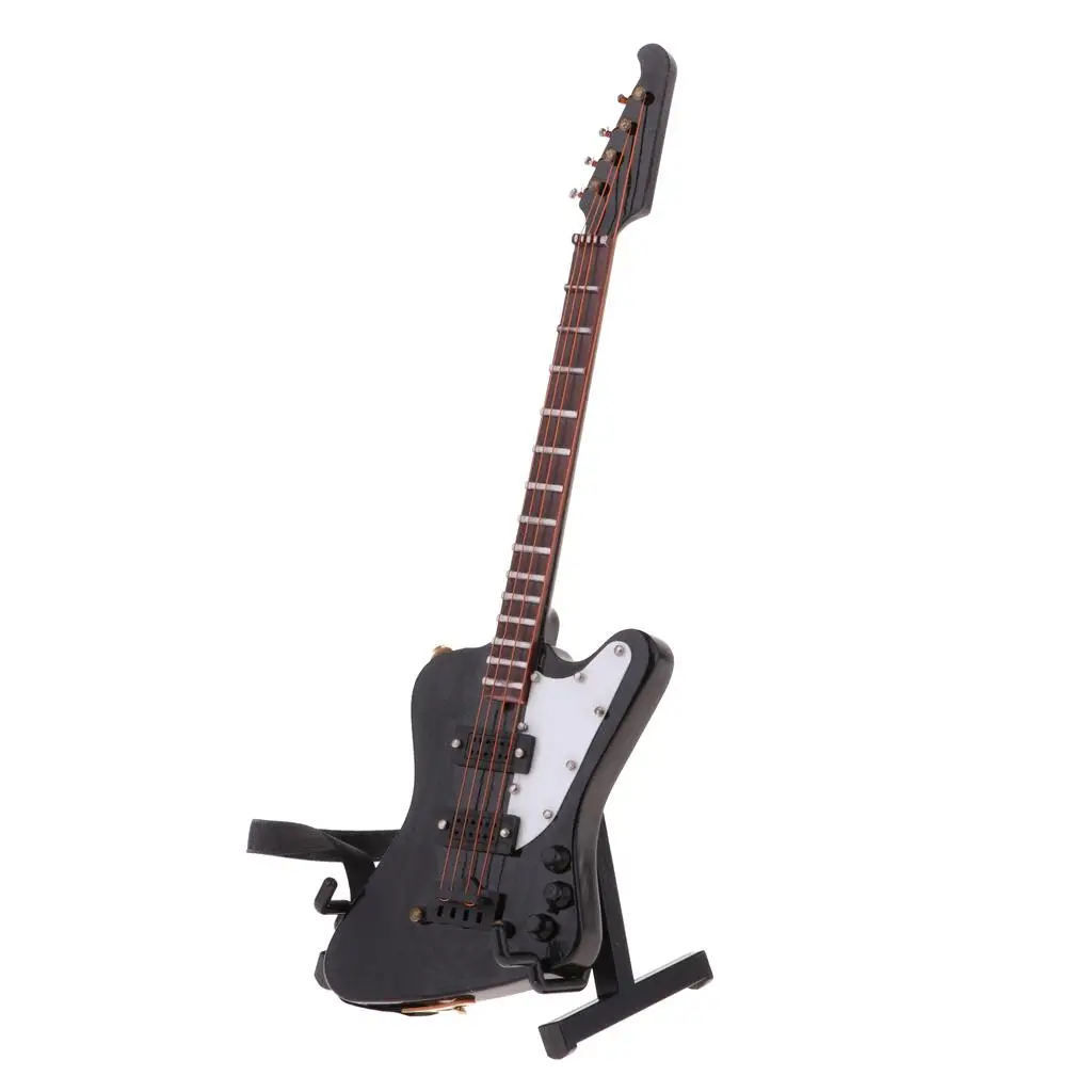 1/6 Wooden Electric Bass Guitar Model for 12" Action Figures Dolls House Decor 5