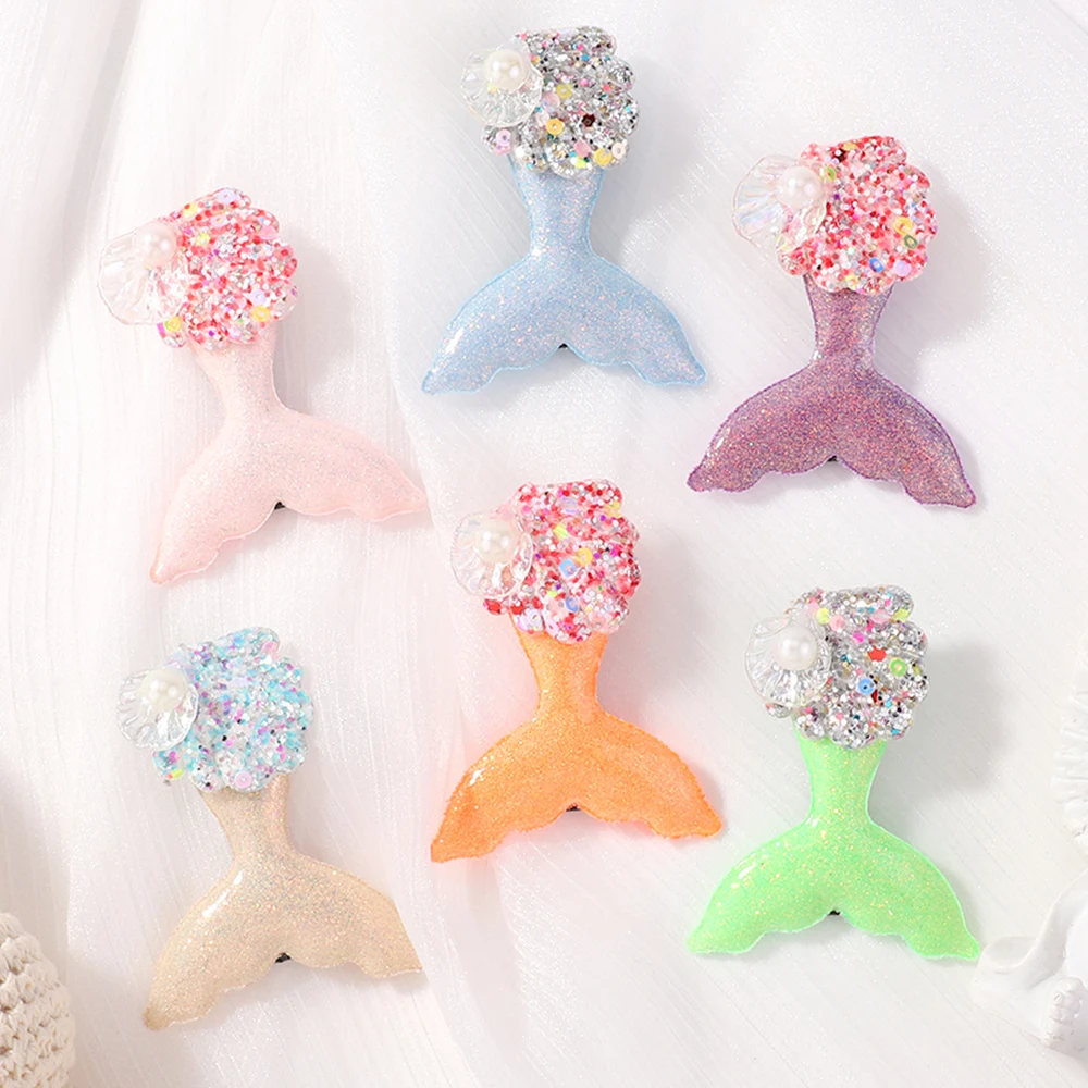 1PC Sequin Fish Tail Hair Clip for Girl Toddler Headwear Delicate Mermaid Hairpins Dress Up Kids Hair Accessories Wholesale 10pcs set princess small size clip mini trumpet clip fringe clip side clip sweet tiara delicate hair clip girl hair accessories