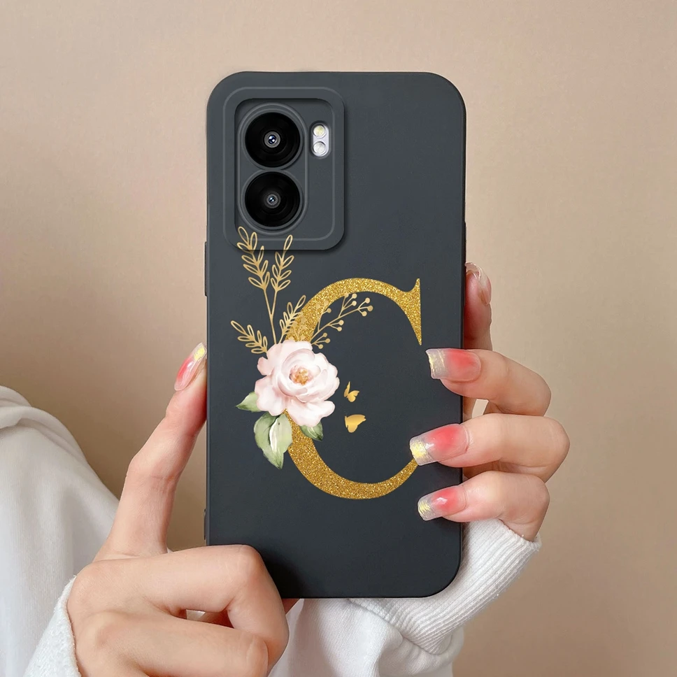 Pretty Flower Letters Liquid Silicone High-Quality Phone Cover