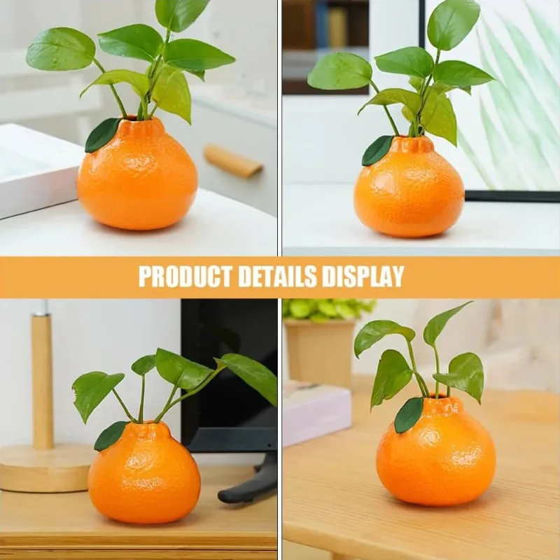 Orange Fruit-Shaped Decorative Tabletop Vase