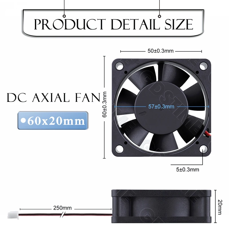 Cooling Fan 2 Pcs 60x60x20mm 6020 12V 24V Dual Ball 3D Printer Brushless Machine Equipment DC Motor