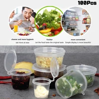 100Pcs Mini Plastic Packing Box 20-40ML Disposable Sauce Cup Round Clear Food Condiments Storage Container Box Kitchen Organizer 3