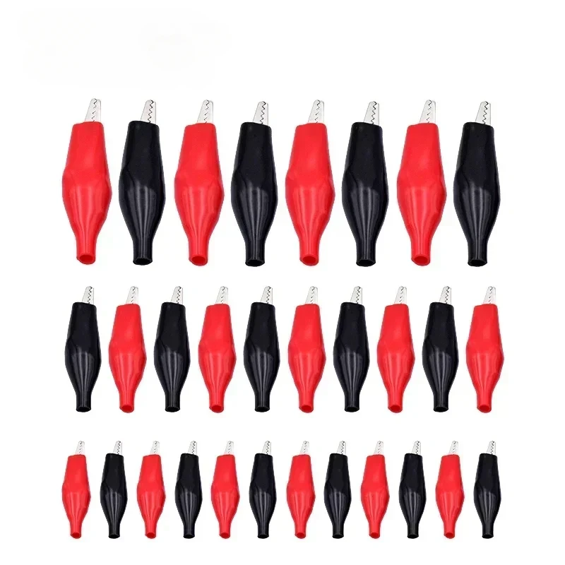 10pcs/lot Metal G98 Crocodile Alligator Clips Electrical Clamp 28mm/35mm/45mm Black Red Plastic Boot Car Battery Test Meter