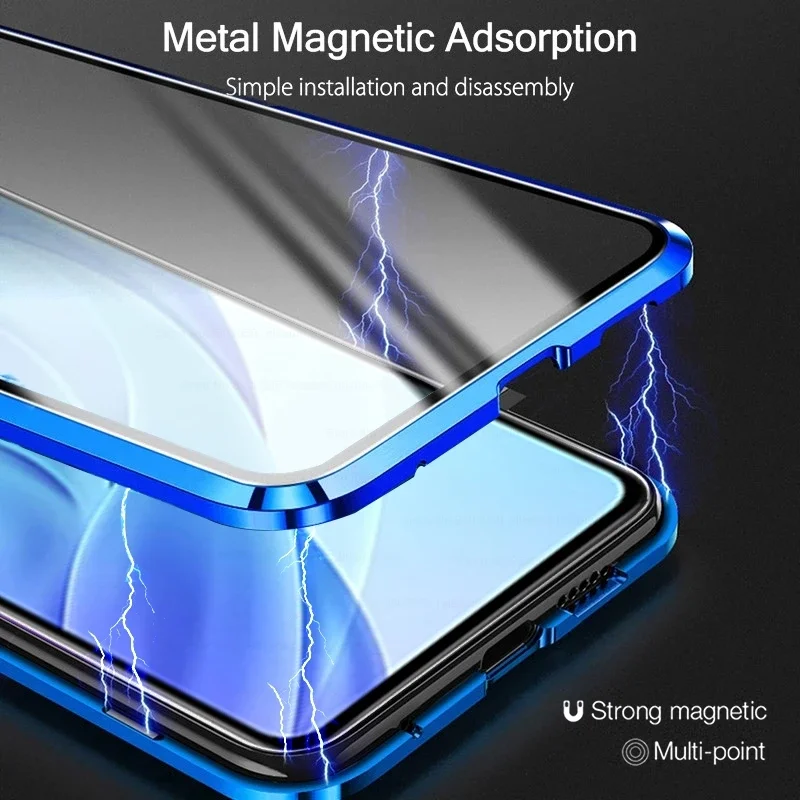 Phone Case For Xiaomi Mi 11 Ultra 360 Magnetic Flip Cover For Xiaomi 14T Pro 15 13 Ultra 13T Mi12S Pro 12X Double Sided Tempered Glass